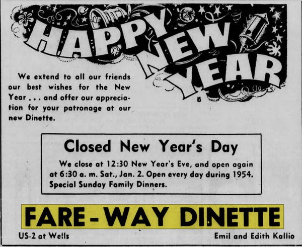 Fare-Way Dinette - Dec 31 1953 Article